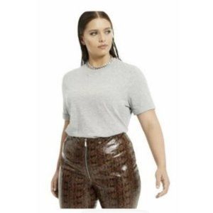 Danielle Bernstein Plus Size T-Shirt Grey Bodysuit Crewneck Size 2X P3210